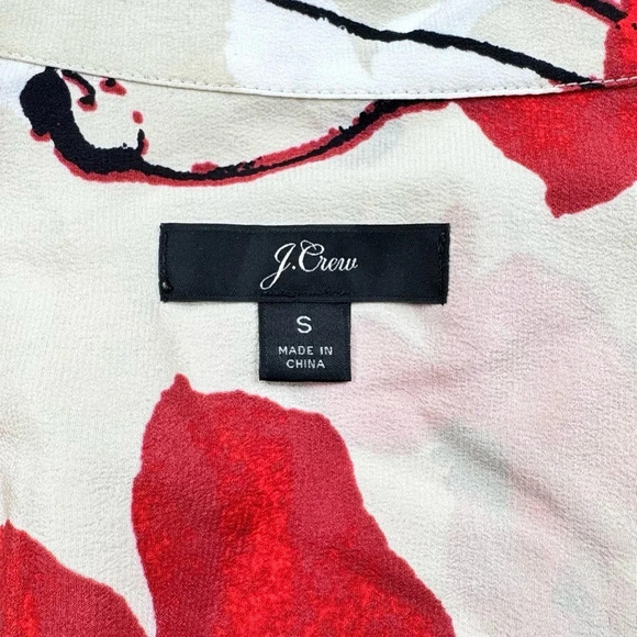 J. Crew 💯% Silk Blouse in ivory poppy floral print. Size Small. Lightweight - Picture 9 of 13